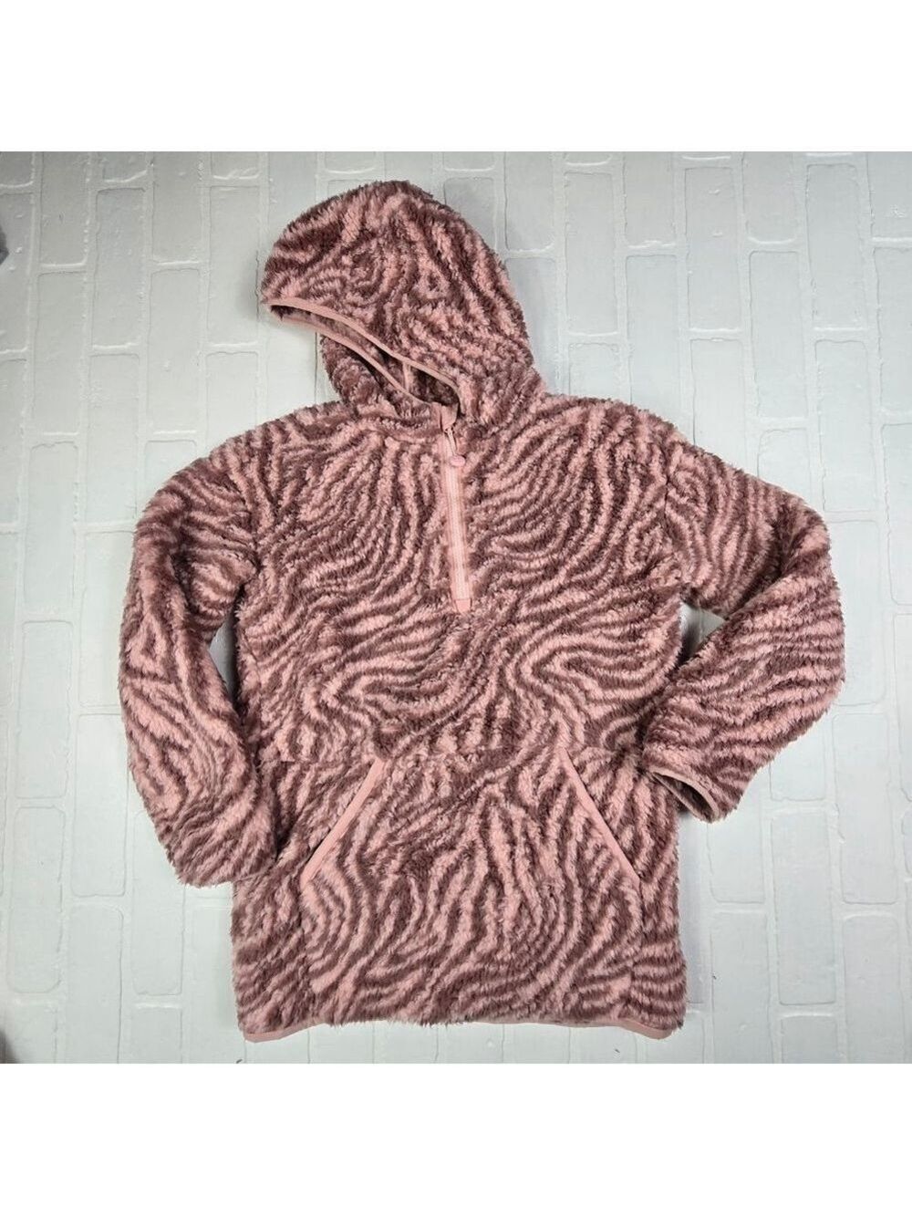 All In Motion Pink Zebra Fleece hoodie Girls XL (14)